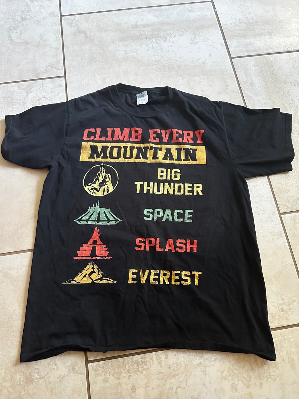 Disney Black 'Climb Every Mountain' Graphic Tee with Multicolor Prints